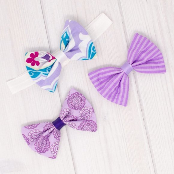 Purple Hair Bow & Headband Set - Picture 1 of 3